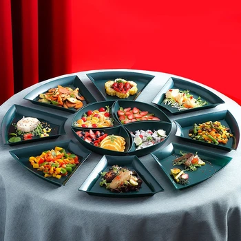 Креативный набор посуды Reunion Комбинированная тарелка Тарелки для домашней посуды Тарелка для фруктового салата веерообразный поднос для посуды