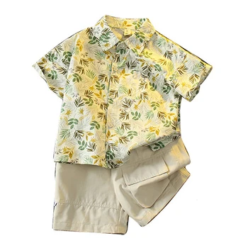 Летняя одежда для мальчиков с цветочным рисунком Одежда для мальчиков повседневный стиль одежда для мальчиков Детские костюмы для малышей