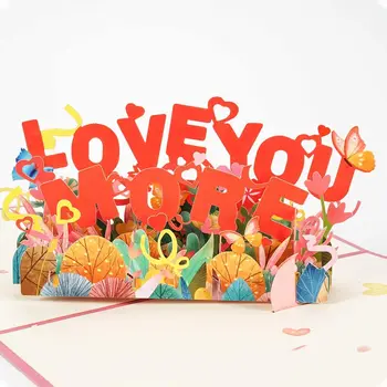 Люблю Тебя больше 3D Романтическая Всплывающая Поздравительная Открытка Любовная Открытка на День Святого Валентина Подарок на Годовщину Дня Матери Маме Жене Мужу