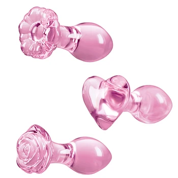 Маленькая Анальная пробка из розового стекла, Хрустальный Огромный шар, Анальные бусины, искусственный пенис, сердце, Анус из розового стекла, Фаллоимитатор, игрушка для мастурбации взрослых