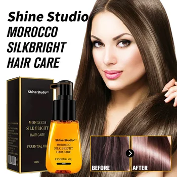 Масло для волос против завитков Morocco Silk Bright Care 70 МЛ, Увлажняющий для густой грубой эссенции, Питательный кондиционер