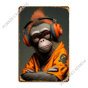 Металлическая табличка с изображением хип-хоп обезьяны, плакат с надписью 
