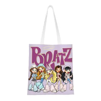 Милые мультяшные сексуальные сумки для покупок Bratz многоразового использования, Мультяшная Манга, аниме, холщовая сумка для покупок