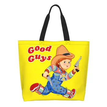 Многоразовая мультяшная ковбойская сумка для покупок Good Guys Женская холщовая сумка через плечо Прочные детские сумки для покупок Chucky Grocery