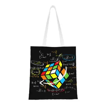 Многоразовый Математический Рубик Rubix Rubiks Player Cube Сумка для покупок для любителей математики, холщовая сумка-тоут, моющиеся сумки для покупок с продуктами