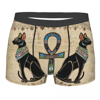 Мужские Трусы-боксеры Egyptian Cats And Ankh Cross С Изображением Животных, Дышащее Креативное Нижнее Белье, Шорты С Принтом, Подарки На День Рождения