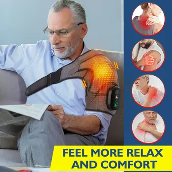 Нагревающее массажное устройство, вибрационный физиотерапевтический плечевой бандаж, электрический плечевой массажер, пояс для снятия боли при артрите суставов