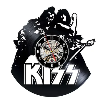 Настенные часы Kiss из настоящей виниловой пластинки, музыкальный настенный плакат Kiss, лучший подарок для поклонников Kiss