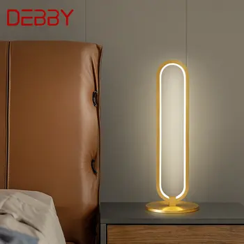Настольная лампа DEBBY Contemporary из латуни, светодиодная, 3 цвета, Золото, Медь, Прикроватный столик, освещение, Декор для современной домашней спальни