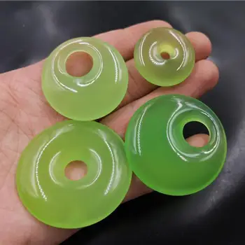 Натуральная Зеленая Нефритовая круглая пряжка-пончик из нефрита, каменные бусины для изготовления ювелирных изделий, браслет 