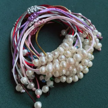 Необычные браслеты из настоящего натурального пресноводного жемчуга для женщин и девочек, разноцветные браслеты с подвесками из картофельного жемчуга, браслеты дружбы