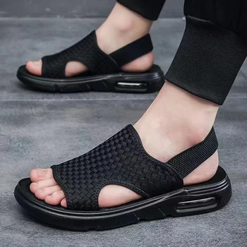 Новая летняя мужская обувь большого размера в модном спортивном стиле, сетчатые дышащие легкие повседневные пляжные сандалии для мужчин Sandalias Hombre