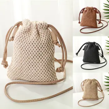 Новая модная женская сумочка, женская соломенная сумка, ретро-ротанговая сумочка, тканые летние пляжные сумки через плечо