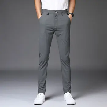 Новые мужские офисные повседневные брюки прямого кроя в классическом стиле, мягкие брюки прямого кроя 2023, весенне-летние брюки для мужского официального костюма C99