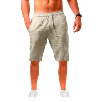 Новые мужские хлопчатобумажные льняные шорты, брюки, мужские летние дышащие однотонные льняные брюки для фитнеса, спортивная одежда S-3XL