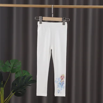 Новые хлопчатобумажные брюки с принтом принцессы Эльзы, осенне-зимние леггинсы для девочек, удобные домашние хлопчатобумажные брюки, Размер 100-140