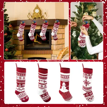 Носки с Рождеством, мешок украшений для Рождественской елки, Рождественский подарок, мешок конфет, милые ткани в нескольких стилях на выбор #t2p