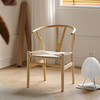 Обеденные стулья из ротанга в скандинавском стиле из массива дерева для столовой Спинка домашнего ротангового стула Дизайнерский стул для чайной комнаты для отдыха Домашний стул