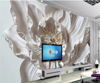 обои на заказ beibehang 3d крупномасштабный фон с цветочным тиснением, 3D цветочная декоративная живопись, цветочная фреска papel de parede