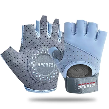 Перчатки для фитнеса с полупальцами, противоскользящие, для тяжелой атлетики, дышащие, для езды на велосипеде, спортивные перчатки для тренировки гантелей, защита запястья