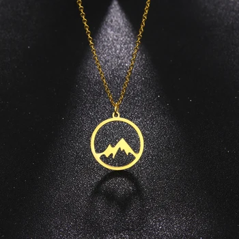 Полое круглое ожерелье с подвеской в виде горы, модное ожерелье с подвесками из нержавеющей стали, Ювелирные изделия для женщин, подарок на память на годовщину