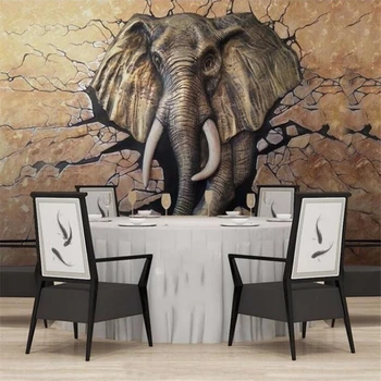 Пользовательские обои любого размера 3D Стереофоническая фреска Рельефные стены в виде Слона на фоне телевизора на рабочем месте фотообои 3d на стену обои