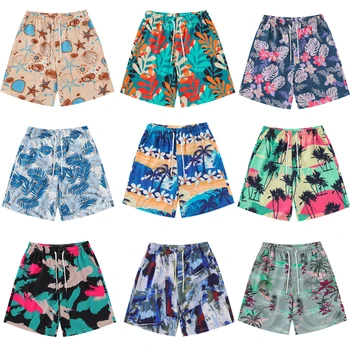 Праздничные пляжные шорты с цветочным принтом, мужские летние шорты с эластичной резинкой на талии, повседневные мужские шорты разнообразного дизайна