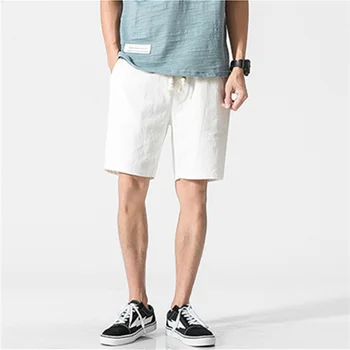 Разновидности мужских хлопчатобумажных льняных повседневных мужских спортивных штанов Летние Дышащие Удобные мужские уличные брюки с мягкими завязками