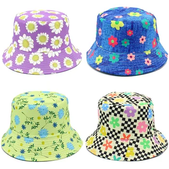 Разноцветные шляпы с цветочным узором для мужчин и женщин, летний открытый козырек с обеих сторон, японская свежая и модная повседневная кепка для бассейна