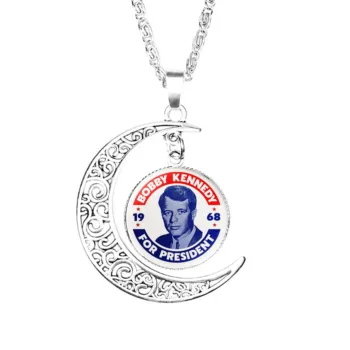 Роберт Кеннеди За президента Проголосовал Бобби В 1968 году Лунное ожерелье Полумесяц Модные Мужские Ювелирные изделия Женская Подвеска-шарм из нержавеющей стали