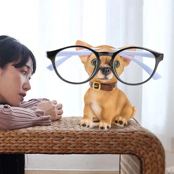 Рождественский подарок Оправа для очков Щенок Собака Держатель для очков Подставка Стеллаж для выставки товаров Украшение из смолы для домашних животных Солнцезащитные очки Eyeglass Cute