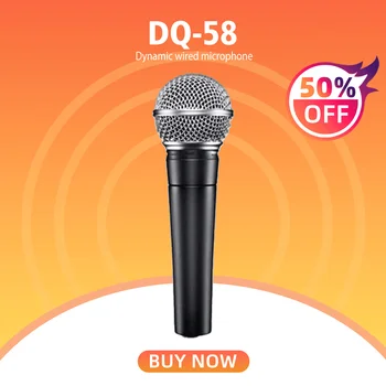 Ручной микрофон для караоке DQ58 Учитель пения в церкви Динамический микрофон для вокала с переключателем включения выключения для SM58