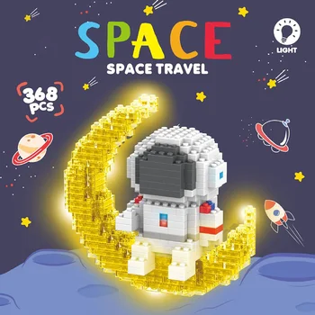 Самодельные строительные блоки Mini Astronaut Space Moon, светящиеся развивающие игрушки для детей, модные технологические строительные кирпичики