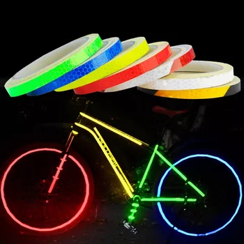 Светоотражающие Наклейки для велосипеда, Флуоресцентная светоотражающая лента для мотоцикла, Светоотражающая лента для прицепа, 1 см * 8 м, Аксессуары для защитных декоративных наклеек