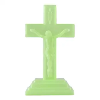 Светящиеся кресты с распятием INRI, статуя Мини-пластиковый настенный крест в машине, Религиозный подарок Христа