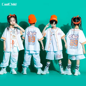 Свободная бейсбольная куртка для мальчиков в стиле хип-хоп, джоггеры, уличная одежда для девочек, шорты-карго для уличных танцев, комплект детской джазовой одежды, детский костюм