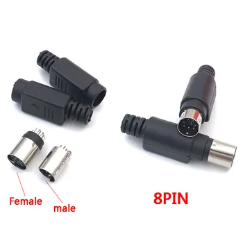 Сделай сам для пайки кабелей Разъем Mini DIN Plug Socket С круглым 8-контактным разъемом с пластиковой ручкой-адаптером