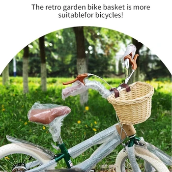 Симпатичная D-образная Плетеная Корзина для хранения велосипедов, корзина для переднего руля