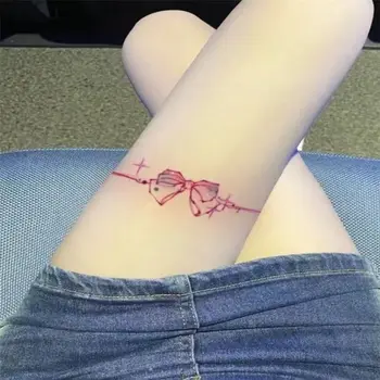 Симпатичная наклейка с татуировкой в виде кольца на ноге, водонепроницаемая, стойкая, цвет руки, сексуальная девушка, женская художественная поддельная татуировка, Черная татуировка, временно закрывающая шрам