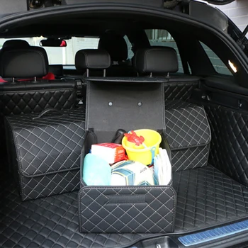 Складной Автомобильный органайзер для багажника Портативный Ящик для хранения из искусственной кожи Многоцелевая сумка-органайзер для автоаксессуаров в автомобиле