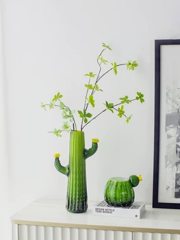 Современная легкая роскошная стеклянная абстрактная ваза для гостиной Шкаф для телевизора Счастливая бамбуковая цветочная композиция Украшение