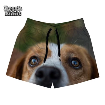 Спортивные шорты с рисунком собаки, повседневные шорты для бега на открытом воздухе, сетчатые дышащие мужские летние пляжные брюки, настраиваемые 3D шорты