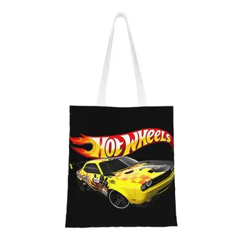 Спортивный автомобиль Hot Wheels, Сумка для покупок в продуктовых магазинах, милые холщовые сумки для покупок с принтом, прочная классическая гоночная сумка