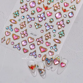 Тисненая Серебряная Звезда леденец на палочке Sweet 5D Наклейка для ногтей Популярное Милое Металлическое Желе Оптом с фрагментированными цветами Кролика 2875 ~ 2970