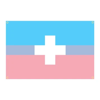 Флаг с символом трансмедикализма, 3x5 футов, включающий флаг с радугой, включительно