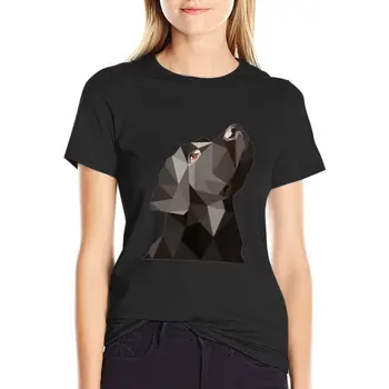 Черная футболка с лабрадором, топы больших размеров, винтажная одежда, женская футболка