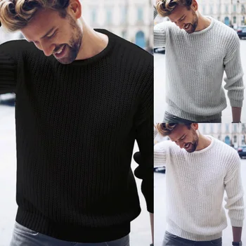 Черно-белый весенний свитер для мальчиков, мужской вязаный пуловер, серый вязаный топ, повседневный джемпер большого размера, трикотаж с длинным рукавом XL