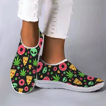 מגניב קינוח דפוס עיצוב צמח טרופי הדפסת קיץ לנשימה נעלי אופנה להחליק על נעלי סניקרס מקרית