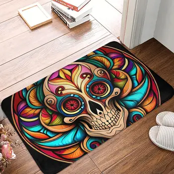 Абстрактный рисунок черепа, красочный коврик для ванной, Домашний коврик, кухонный ковер, Балкон